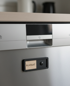 Puhtaat/Likaiset kyltti astianpesukoneeseen