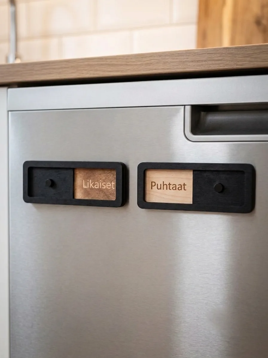 Puhtaat–likaiset-kyltti astianpesukoneeseen