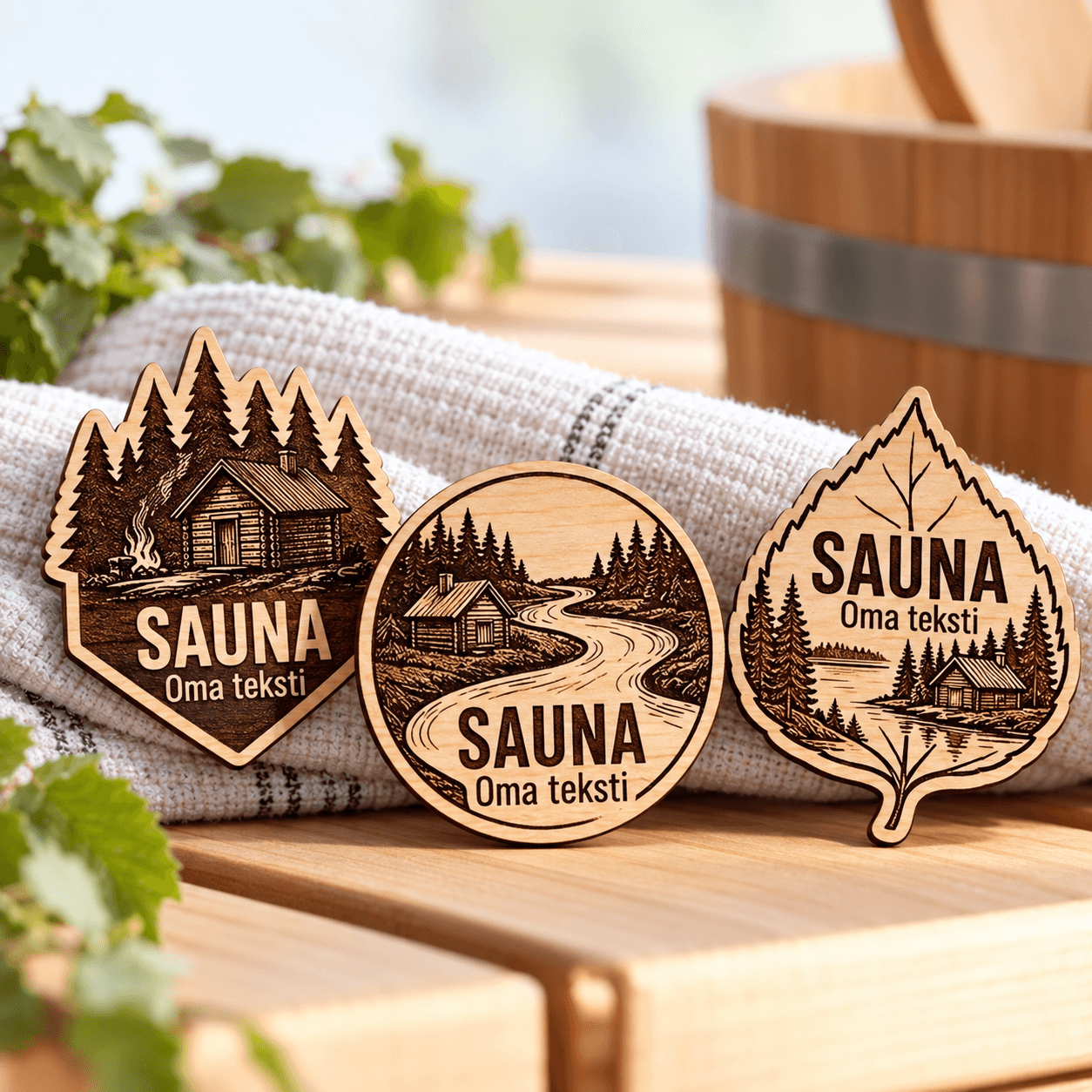 Saunakyltti omalla tekstillä – SAUNA tai BASTU