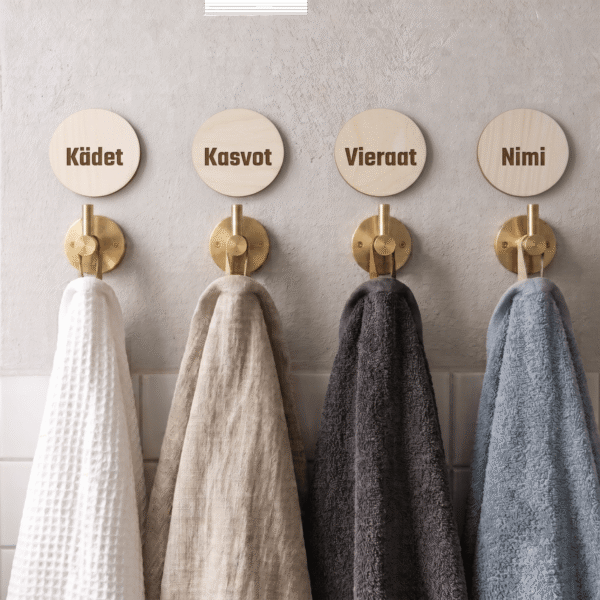 Pyyhemerkit omalla tekstillä pyöreä / sydän