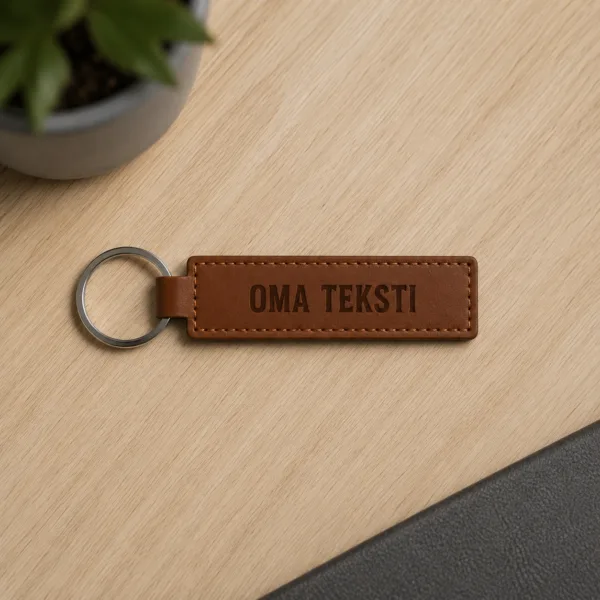 Avaimenperä PU keinonahka – Omalla tekstillä