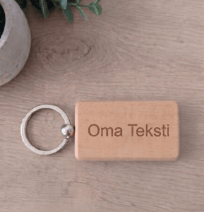 Avaimenperä puinen (suorakaide) – Omalla tekstillä