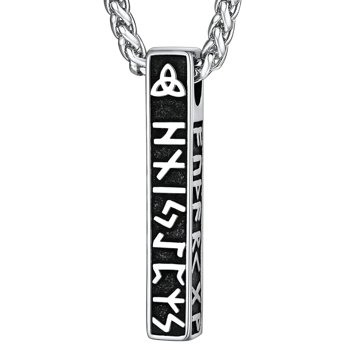 Hopea Viikinkikaulakoru Riimuilla – Riimusauva ja Triquetra